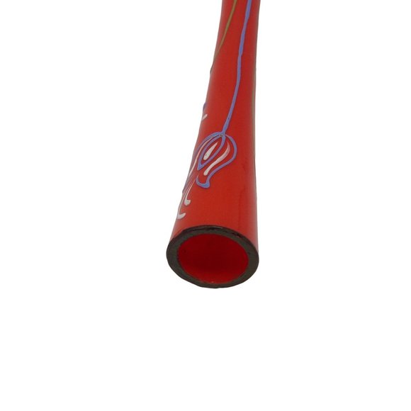 Vintage Hand Blown Red Glass Vase with Hand Painted Enamel Flowers & Cased Metal - Picture 10 of 10